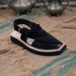 Black Suede Leather Kaptaan Chappal