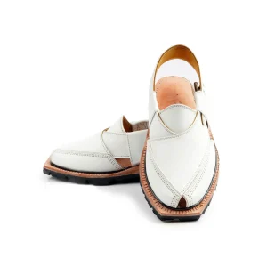 White Quetta Norozi Leather Chappal