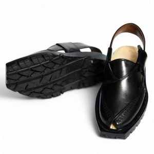 Handmade Black Norozi Chappal with Double Sole - 09203